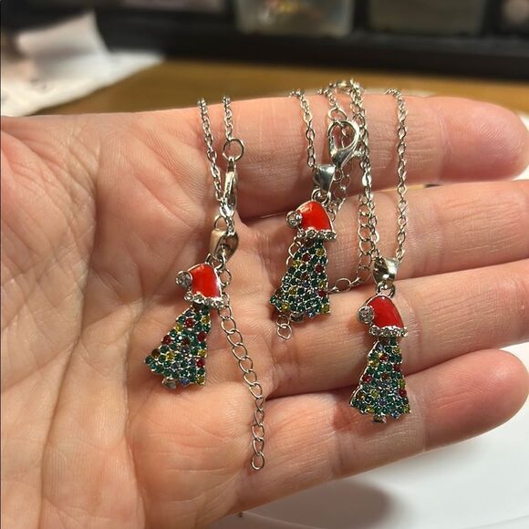 Colorful Handmade Necklace and Earring Set Christmas tree - Picture 2 of 3